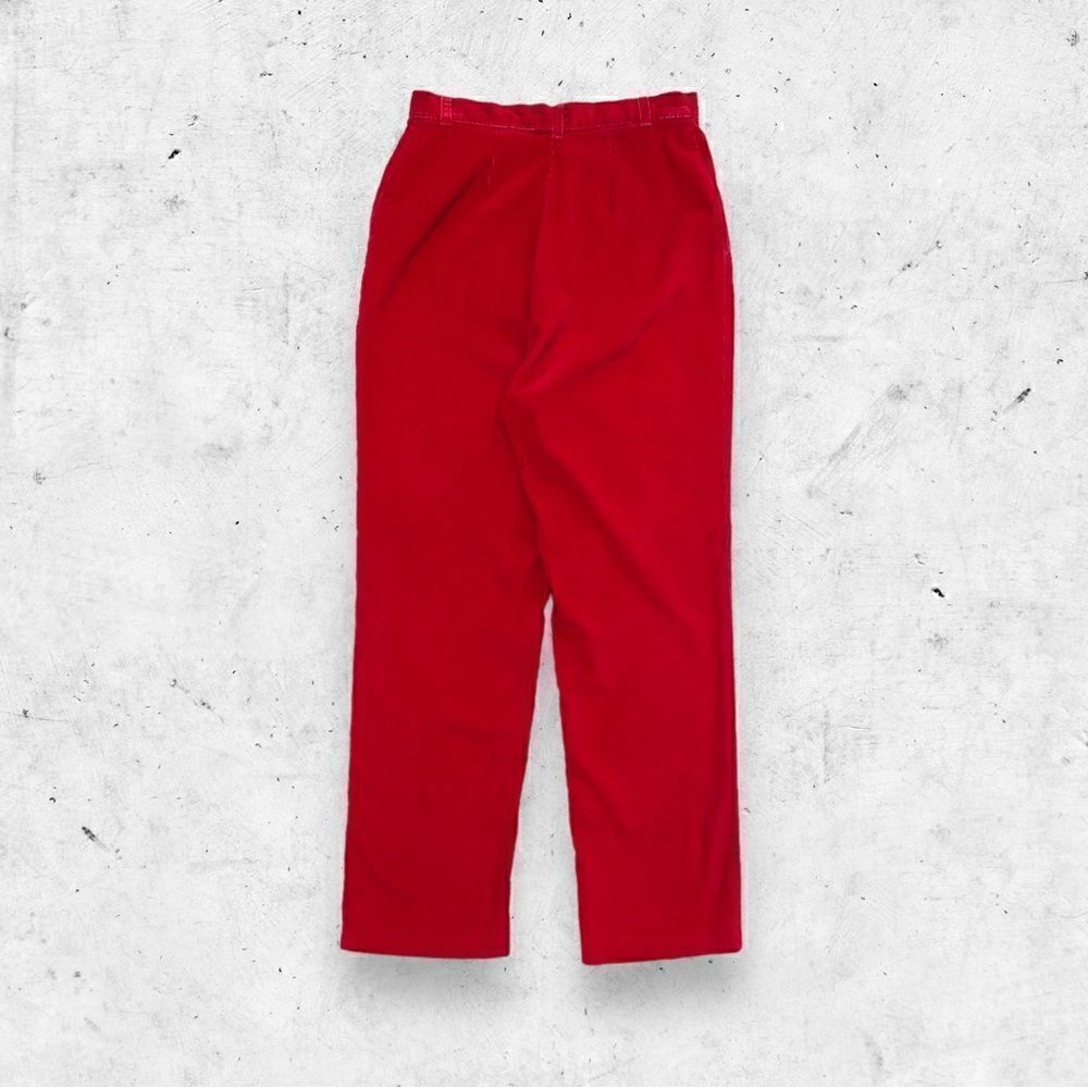 Vtg 80s Hartwell Red Corduroy Pants, Flat Front, Talon Zipper Straight Leg 14 28 - Picture 2 of 7